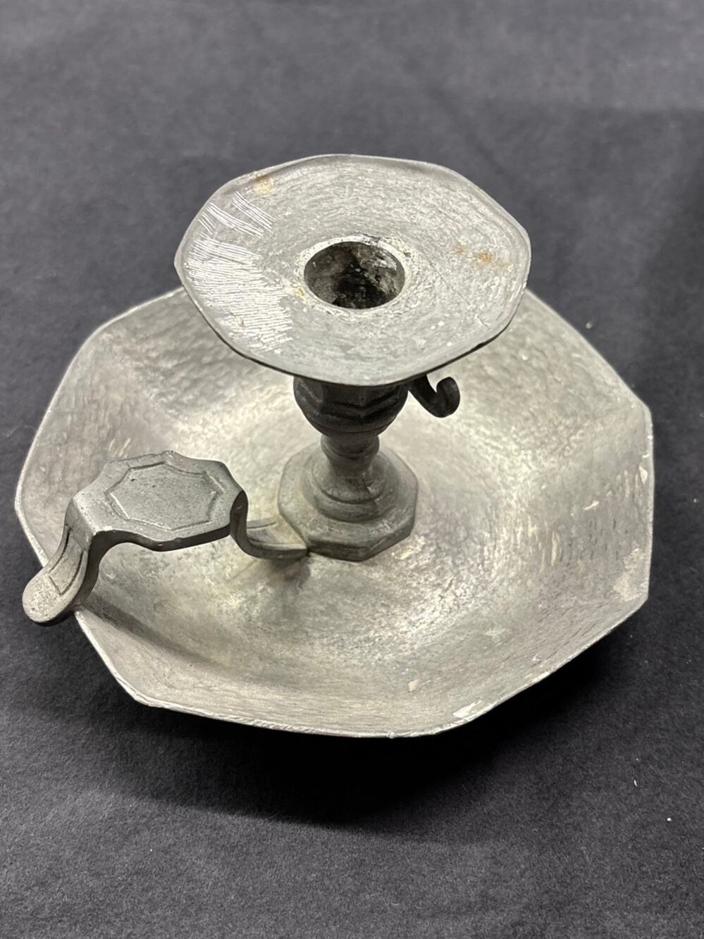 Tane Mexico Pewter Chamberstick Candle Holder Hand Hammered Vintage Estano 96